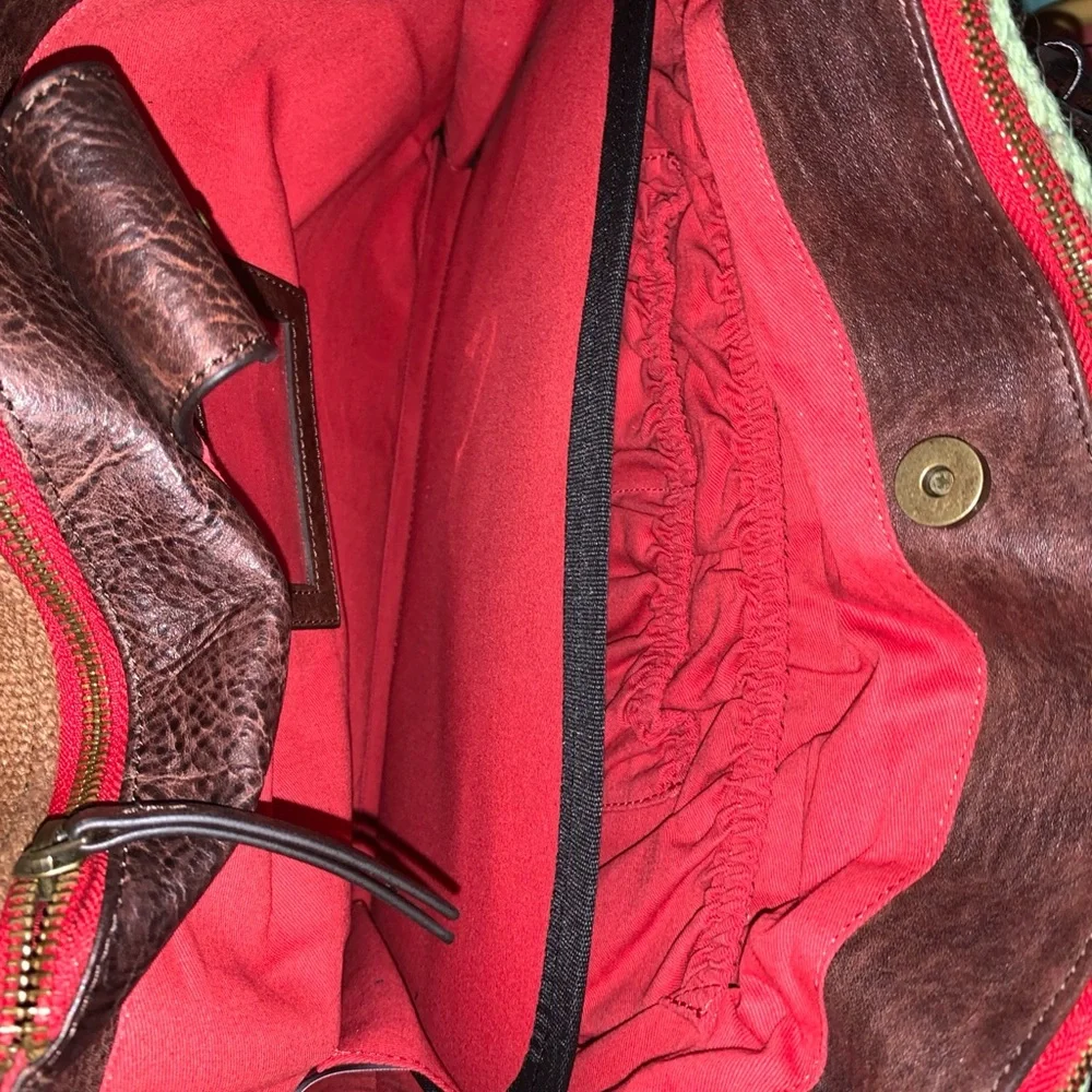 Ariat Red and Brown Baby Bag with Textured Finish
